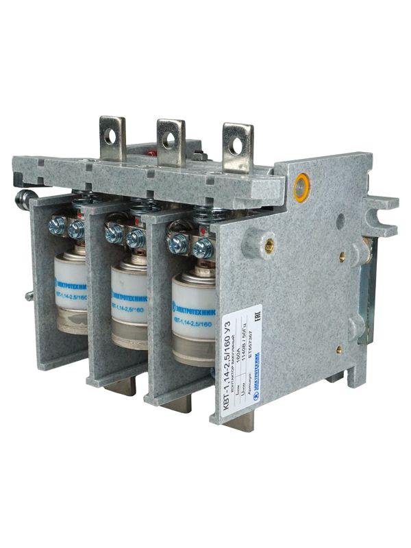 контактор вакуумный квт-1.14-2.5/160-3 у3 3п 160а кат. 380в 2но+1нз ip00 без реле электротехник et557367 от BTSprom.by