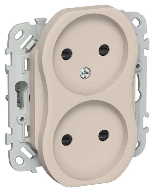 розетка 2-м сп flite рсш02-1-флл 10а без заземл. с защ. шторками безвинтовое крепление механизм льняной iek fi-r23-10-1-k88 от BTSprom.by
