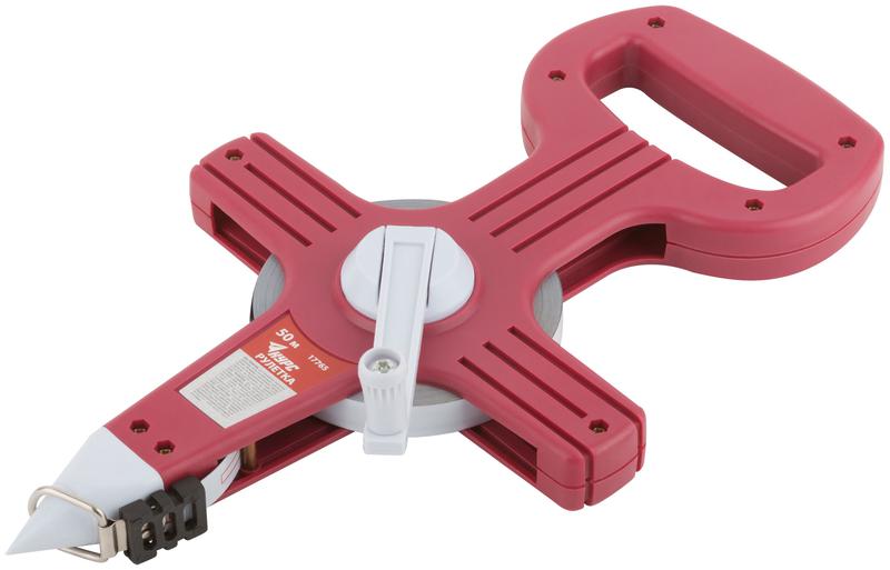  Рулетка геодезическая 50м стальная лента открытый пластик. корпус красн. КУРС 17765 фото в каталоге от BTSprom.by