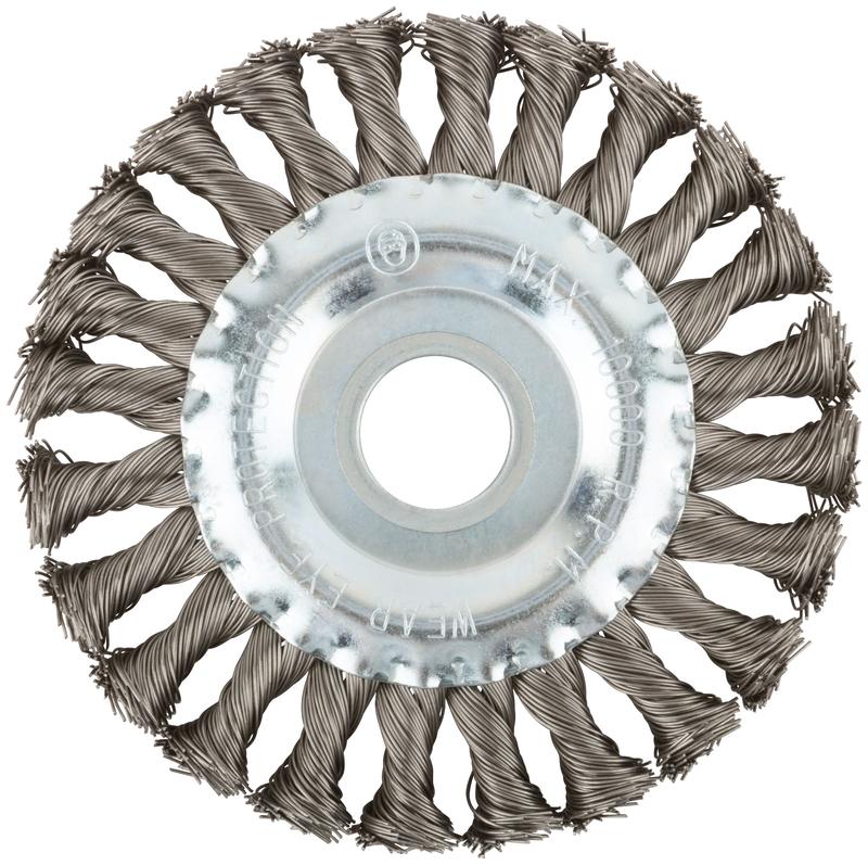  Корщетка-колесо посадочный диаметр 22.2мм витая проволока нержавеющая сталь профи 125мм FIT 38831 фото в каталоге от BTSprom.by