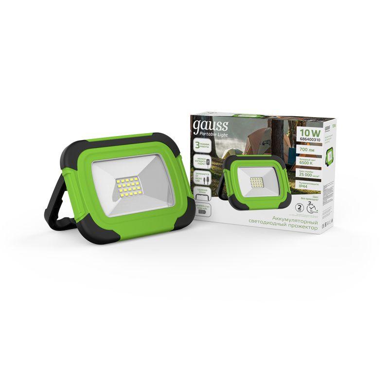  Прожектор светодиодный Portable 10Вт 6500К IP44 700лм ДО аккум. Power Bank черн. GAUSS 686400310 фото в каталоге от BTSprom.by