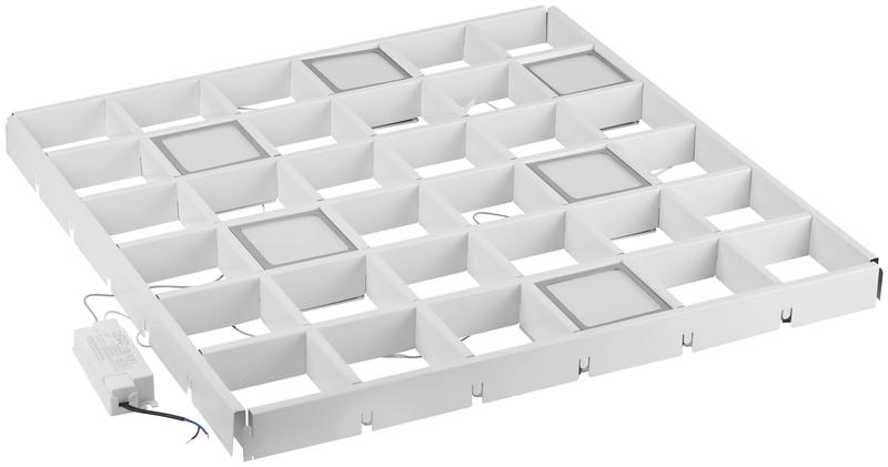 светильник светодиодный spo-646-3-5k-s6 36вт 5000к 3420лм 89х89мм грильято 100х100 домино 6 кубиков драйвер металлик (уп.6шт) эра б0063043 от BTSprom.by