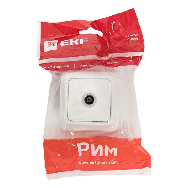  Розетка телевизионная TV 1-м ОП Рим 5-862МГц 75Ом бел. PROxima EKF ENA00-027-10 фото в каталоге от BTSprom.by