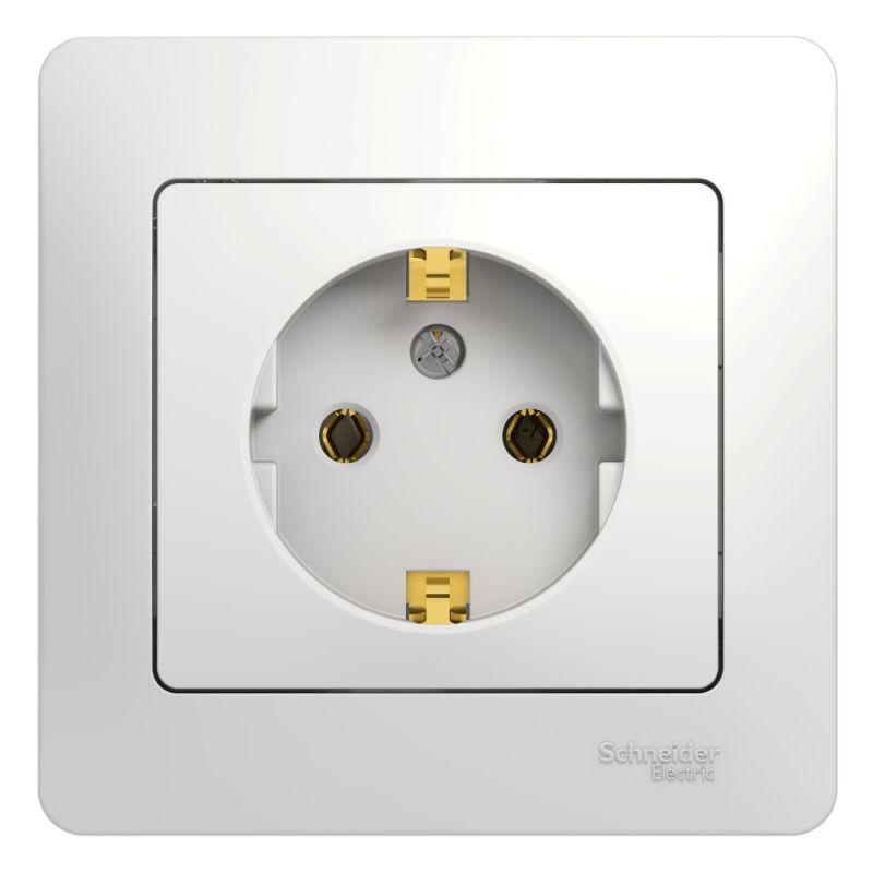 розетка 1-м сп glossa 16а ip20 с заземл. в сборе бел. se gsl000142 от BTSprom.by