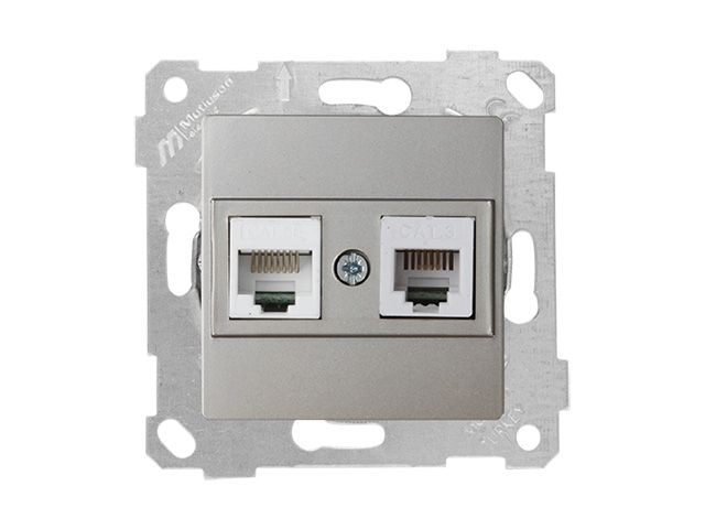 розетка телефонная + компьютерная (rj12+cat5e, скрытая, без рамки) титан, rita, mutlusan 2200 139 0183 от BTSprom.by