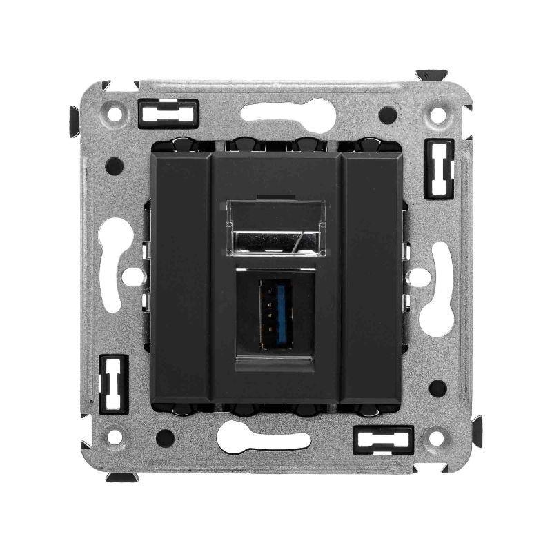 розетка usb 3.0 1-м сп avanti "черный матовый" тип а-а dkc 4412303 от BTSprom.by