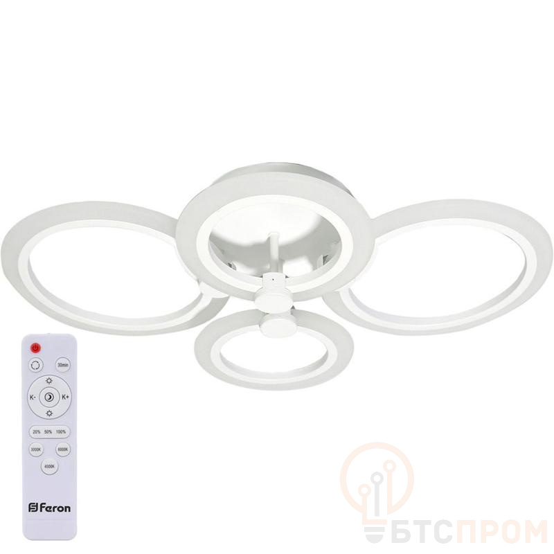 Светильник светодиодный управляемый с пультом 72Вт max. 4700лм 3000К-6500К IP20 бел. AL5900 Cycles FERON 41669 фото в каталоге от BTSprom.by  Светильник светодиодный управляемый с пультом 72Вт max. 4700лм 3000К-6500К IP20 бел. AL5900 Cycles FERON 41669 фото в каталоге от BTSprom.by