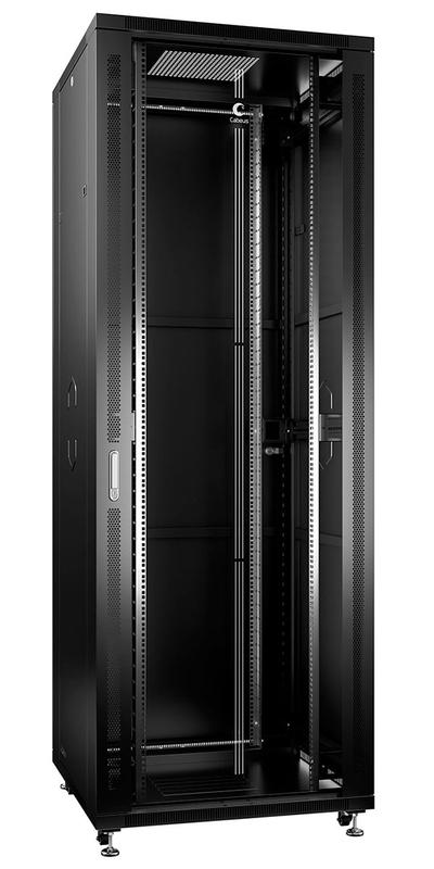 шкаф монтажный телекоммуникационный напольный sh-05c-47u80/80-bk 19дюйм для распред. и серверн. оборудования 47u 800х800х2277мм передн. стеклян. и задн. сплошн. метал. двери ручка с замком черн. (ral 9004) cabeus 8579c от BTSprom.by