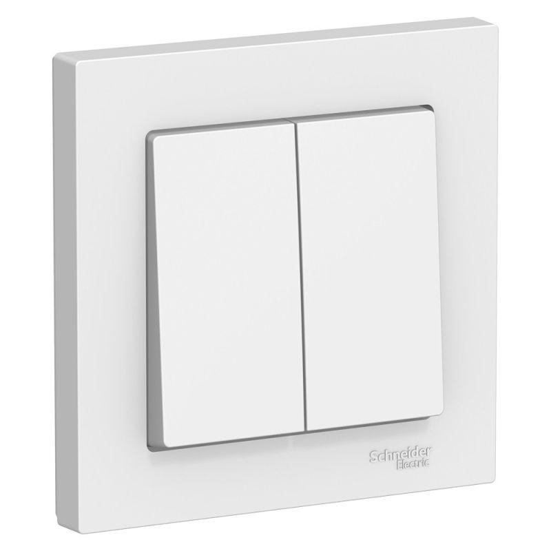 выключатель 2-кл. сп atlasdesign 10а ip20 (сх. 5) 10ax в сборе бел. se atn000152 от BTSprom.by