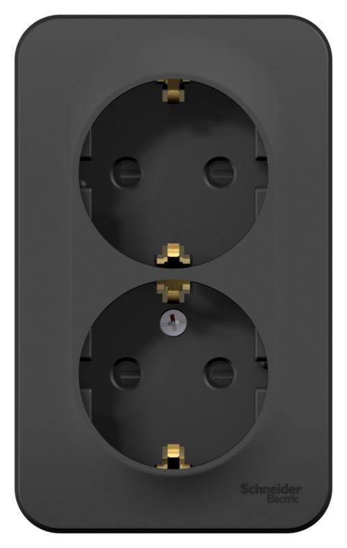  Розетка 2-м ОП Blanca 16А IP20 250В с заземл. защ. шторки с изолир. пластиной антрацит SE BLNRA011216 фото в каталоге от BTSprom.by