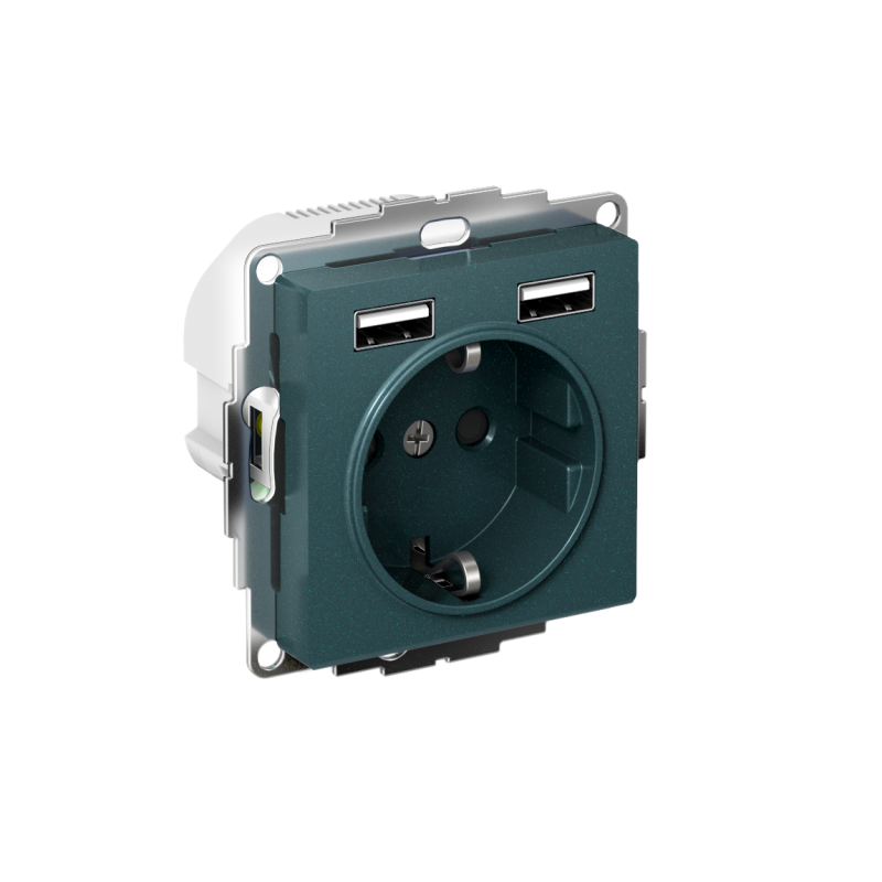 розетка 1-м сп atlasdesign 16а ip20 с 2-мя заряд. устройствами usb тип a+a 5в/2.4а 2х5в/1.2а механизм изумруд se atn000830 от BTSprom.by