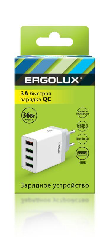 адаптер сетевой elx-рa02qc-c01 36вт 4usb 100-220в 5-9в/3а 1qc+3/3а коробка бел. ergolux 15292 от BTSprom.by