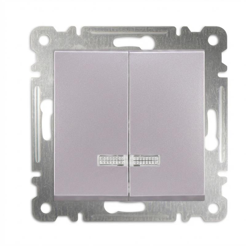 выключатель 2-кл. сп karea 10а ip20 с подсветкой механизм жемчуж. makel 57100023 от BTSprom.by