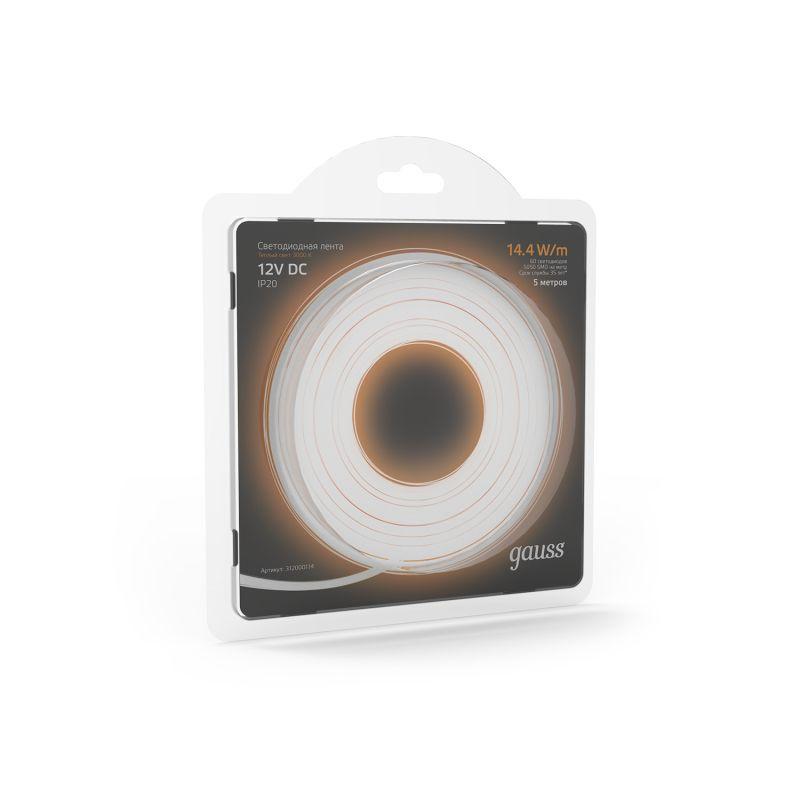  Лента светодиодная Black 5050/60-SMD 14.4Вт/м 3000К тепл. бел. IP20 660лм/м 12В (блист.5м) GAUSS 312000114 фото в каталоге от BTSprom.by