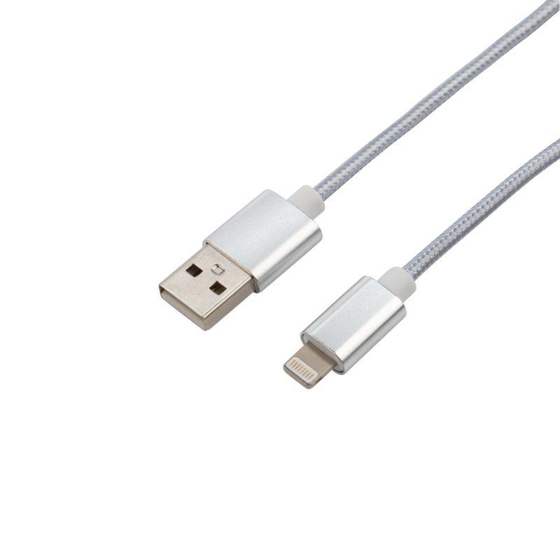  Кабель USB-Lightning 1м серебристая нейлоновая оплетка Rexant 18-7051 фото в каталоге от BTSprom.by