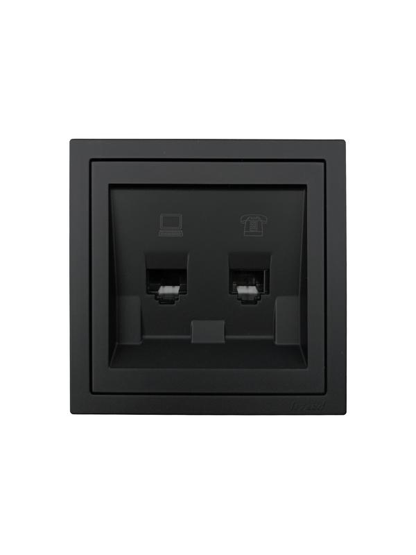розетка компьютер+телефон сп zima ip20 черн. бархат lezard 704-4288-143 от BTSprom.by