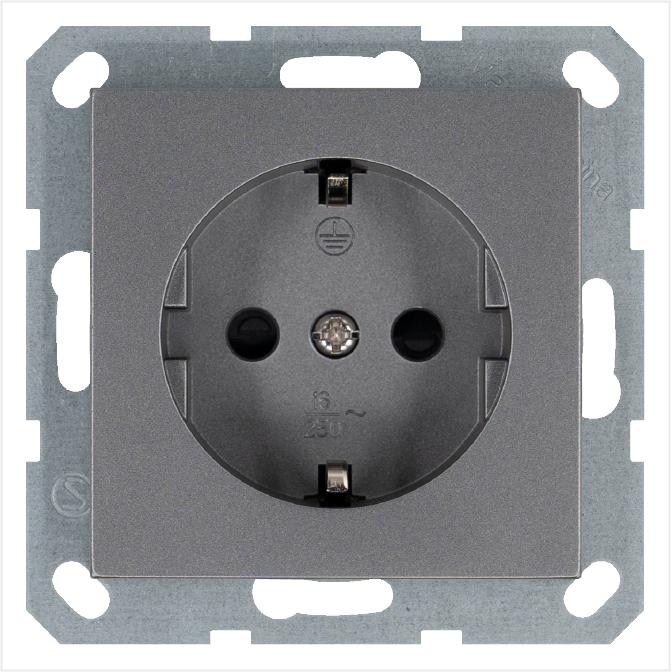 розетка 1-м shuko 16а ip20 с заземл. защ. шторки механизм алюм. jasmart g5501s от BTSprom.by
