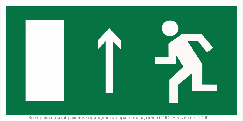 знак безопасности bl-3015а.e12 "направление к эвакуационному выходу прямо (лев.)" белый свет a12733 от BTSprom.by