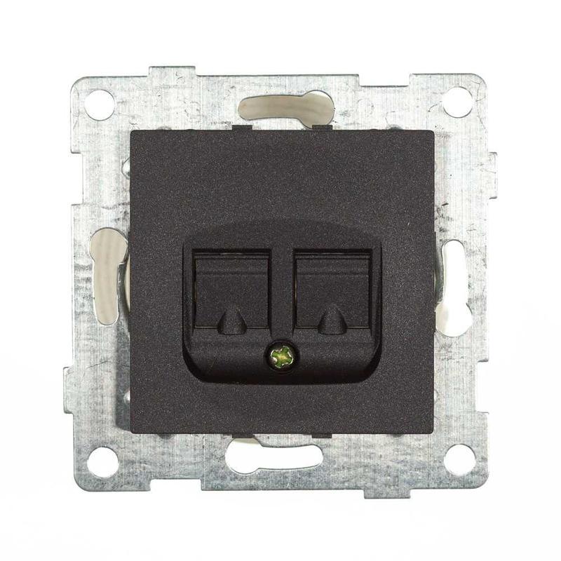 розетка компьютерная 2-м сп bravo rj45 механизм графит gusi с10к2-010 от BTSprom.by