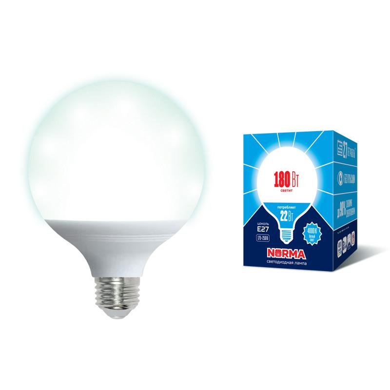 лампа светодиодная led-g120-22w/4000k/e27 /fr/nr norma 22вт матовая 4000к нейтр. бел. e27 (упак. картон) volpe ul-00004876 от BTSprom.by