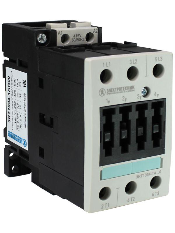 контактор электромагнитный 3rt1034-1ar00 3-пол. 32а ac-3 15квт/400в 415в ac 50гц типоразмер s2 винт. клеммы ip20 электротехник et014598 от BTSprom.by