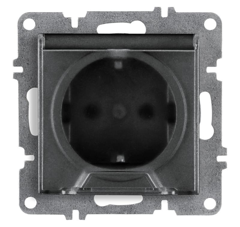 розетка 1-м с заземл. с крышкой механизм lavin/karen графит arvia 50 04 2000 218 от BTSprom.by