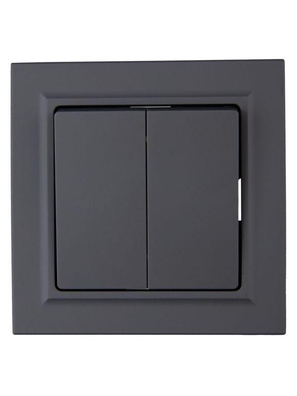  Выключатель 2-кл. СП BRITE ВСР10-2-0-БрГ 10А в сборе графит IEK BR-V20-0-10-K53-F фото в каталоге от BTSprom.by