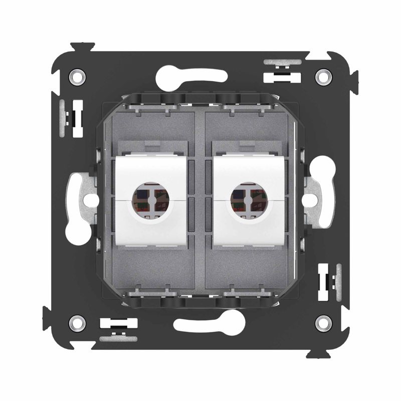  Розетка компьютерная 2-м СП Avanti "Закаленная сталь" RJ45 кат.6A без шторок механизм DKC 4404674 фото в каталоге от BTSprom.by