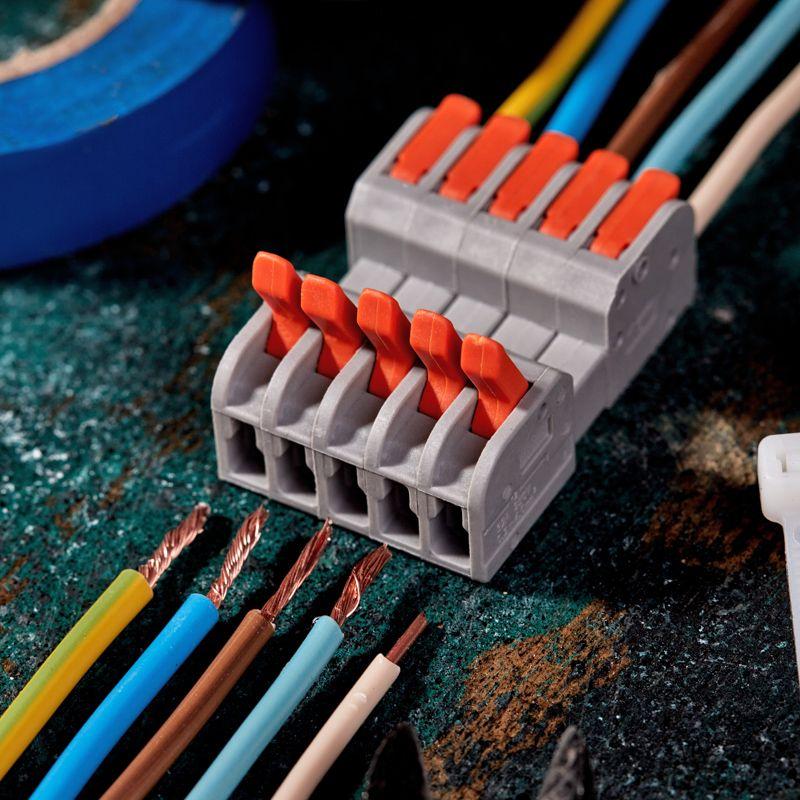  Клемма проходная разъемная СМК 222-425R 5п 0.2-2.5/4кв.мм сер. (блист.3шт) Rexant 07-5265-3 фото в каталоге от BTSprom.by