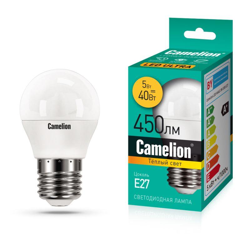 лампа светодиодная ledrb/5-g45/830/e27 5вт 220в led-m g45 3000к e27 camelion 15059 от BTSprom.by