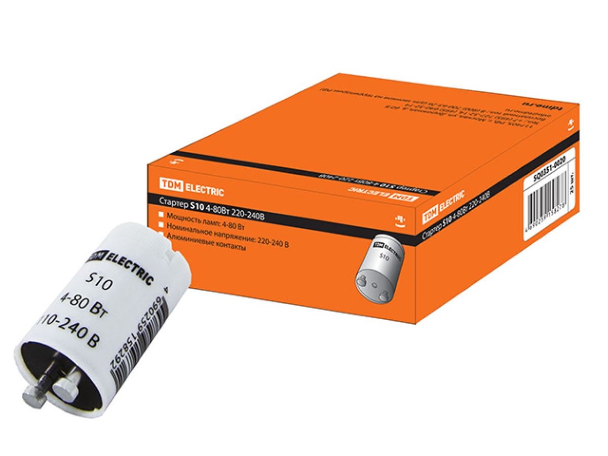 стартер s10 4-80вт 220-240в алюм. контакты tdm sq0351-0020 от BTSprom.by