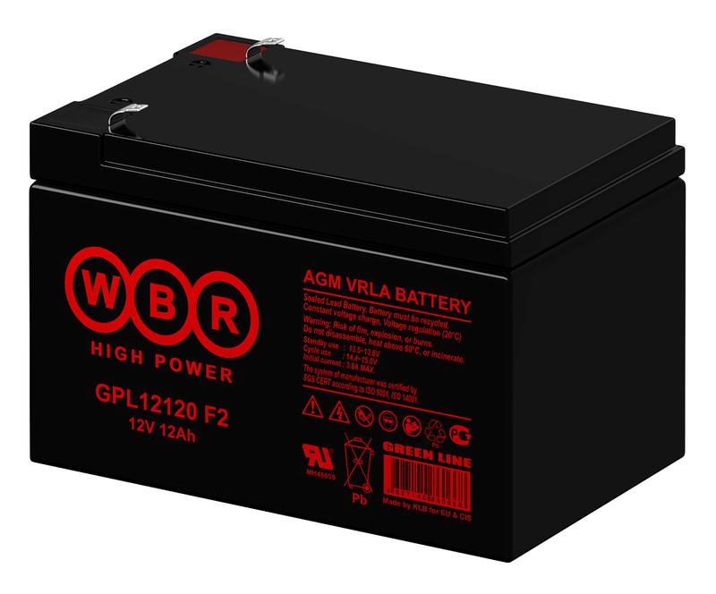  Аккумулятор 12В 12А.ч WBR GPL12120 F2 WBR фото в каталоге от BTSprom.by