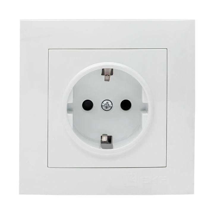 розетка 1-м сп валенсия 16а ip20 с заземл. защ. шторки бел. proxima ekf ewr16-028-10 от BTSprom.by