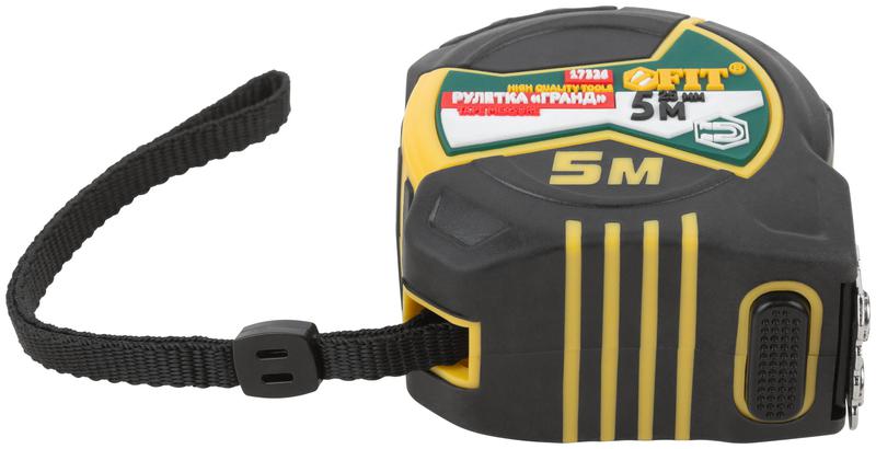  Рулетка Гранд 5мх25мм калибр. лента; нейлон. покрытие; магн. крючок; двойной стопор; прорезиненный корпус FIT 17326 фото в каталоге от BTSprom.by