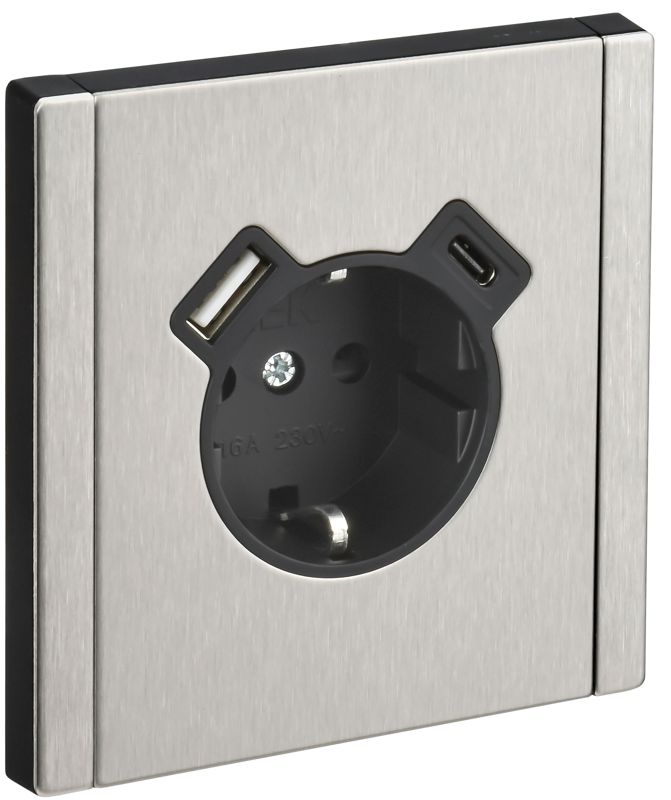 розетка 1-м сп forte&piano fp747m 16а ip20 usb a+c 18вт с заземл. защ. шторки винтовое крепление никель iek fp-r14-16-u22-018-m-k50 от BTSprom.by