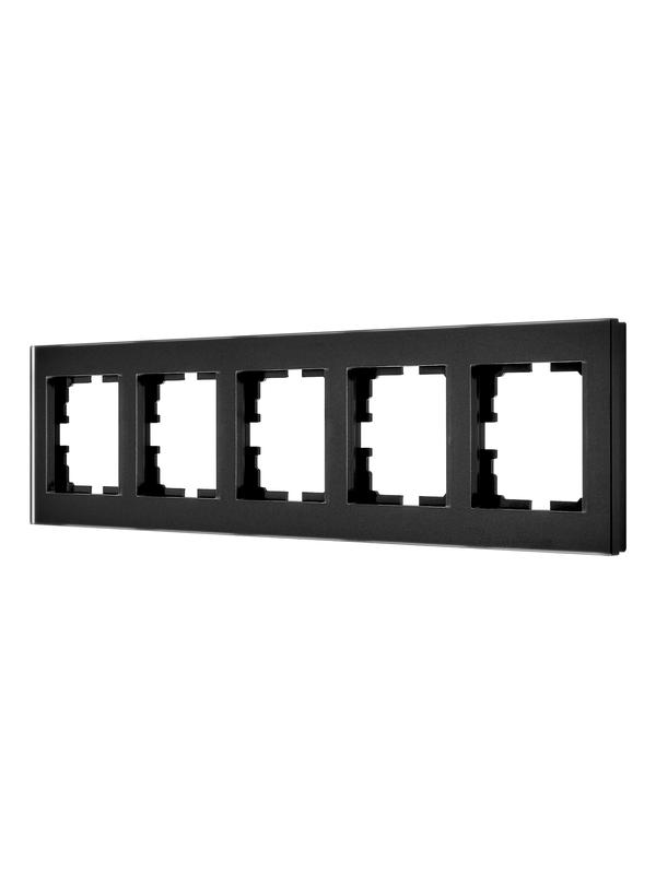 рамка 5-местн. гориз. vesna стекло черн. матов. lezard 742-5980-150 от BTSprom.by