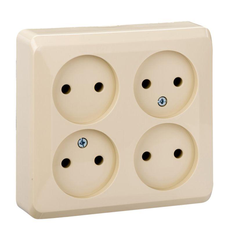 розетка 4-м оп этюд 16а ip20 250в без заземл. без защ. шторок крем. se pa16-205k от BTSprom.by