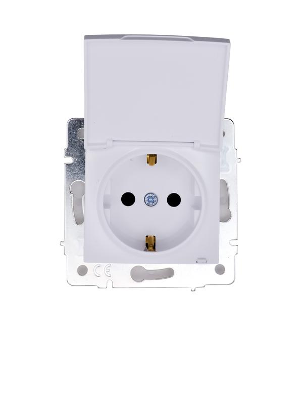 розетка 1-м сп karina 16а ip44 с заземл. с крышкой пбт механизм бел. lezard 707-0288-123bipch от BTSprom.by