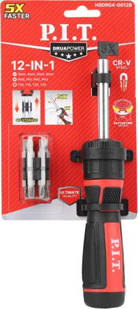 набор бит с рукояткой advance рукоятка с трещоткой; биты 12шт; держатель p.i.t. hsdr04-0012b от BTSprom.by