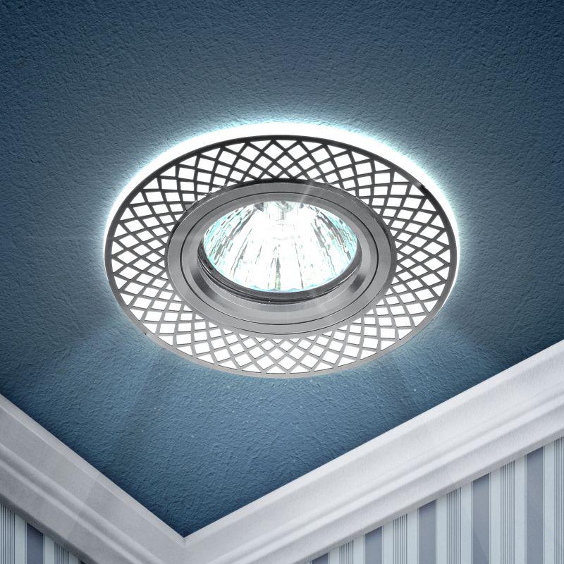 светильник dk ld42 wh/ch /1 mr16 декор. со светодиодной подсветкой бел./хром эра б0048938 от BTSprom.by