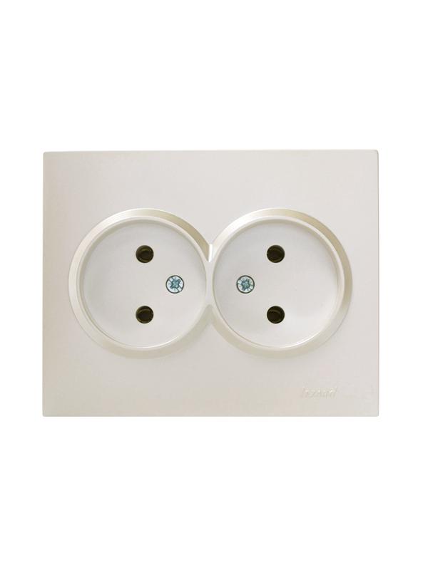 розетка 2-м сп vesna без заземл. пбт жемчуж./бел. перламутр lezard 742-3000-128b от BTSprom.by