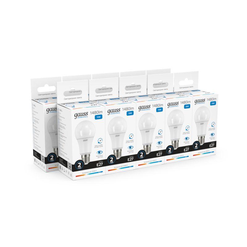 Лампа светодиодная Elementary 15Вт A60 грушевидная 6500К холод. бел. E27 1480лм GAUSS 23235 фото в каталоге от BTSprom.by