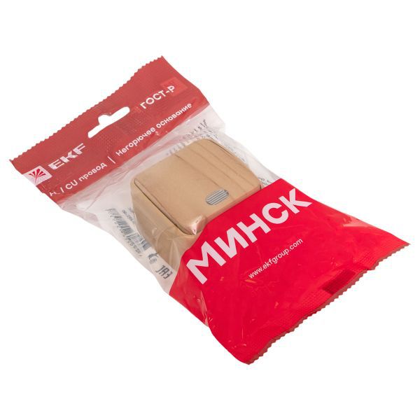  Выключатель 1-кл. 2п ОП Минск 10А IP20 с индикатором светл. дерево EKF EGV10-121-30 фото в каталоге от BTSprom.by