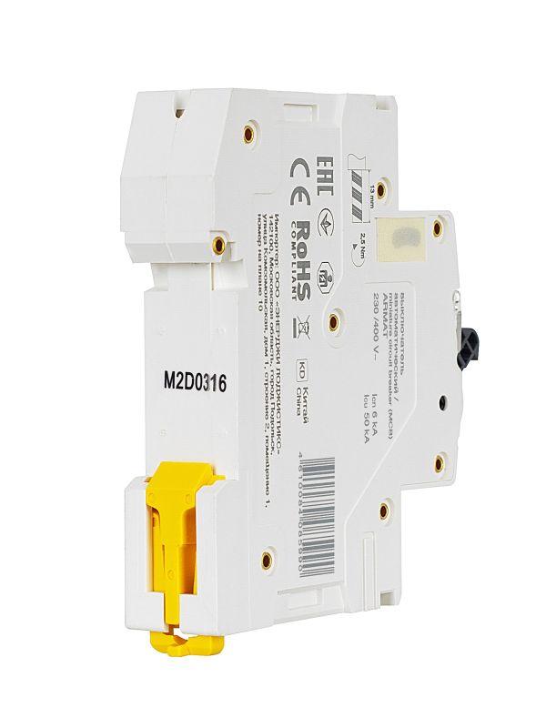  Выключатель автоматический модульный 1п D 3А M06N ARMAT IEK AR-M06N-1-D003 фото в каталоге от BTSprom.by