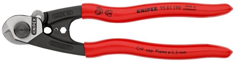 тросорез компактный l-190мм зоны для обжимки концевых гильз knipex kn-9561190sb от BTSprom.by