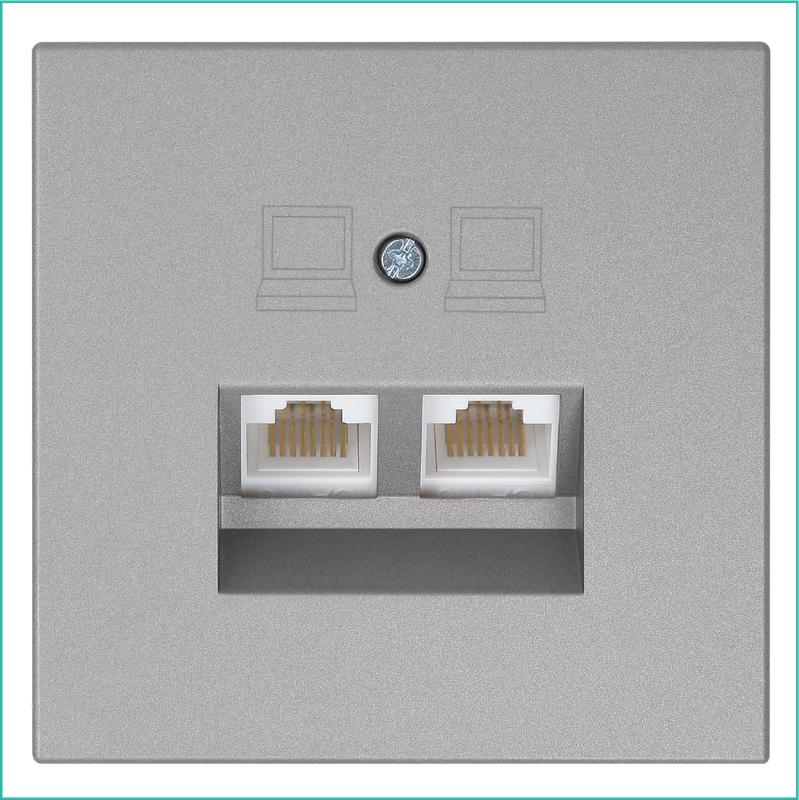 розетка компьютерная 2-м сп rj45 fd кат.5e с накладкой механизм никель jasmart fd6106ni от BTSprom.by