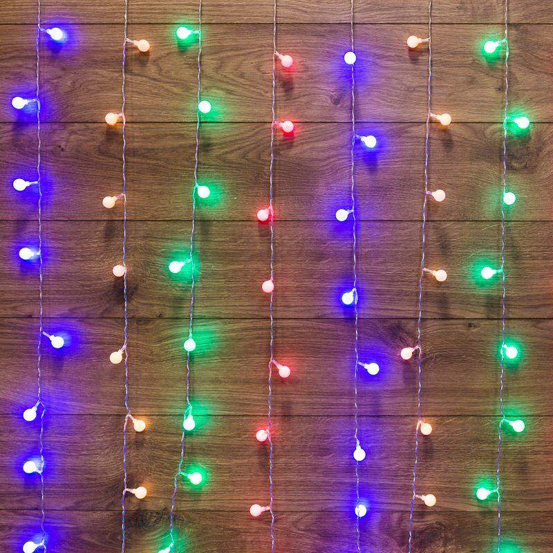 гирлянда светодиодная "светодиодный дождь" 1.5х1.5м 144led мультиколор 12вт 230в ip20 с насадками шарики свечение с динамикой провод прозр. neon-night 235-049 от BTSprom.by