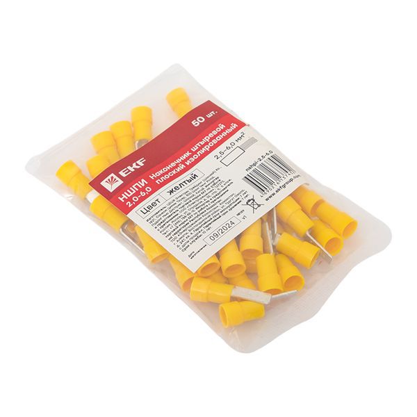  Наконечник штыревой плоский изолированный НШПИ 2.5-6.0 (уп.50шт) EKF nshpi-2.5-6.0 фото в каталоге от BTSprom.by