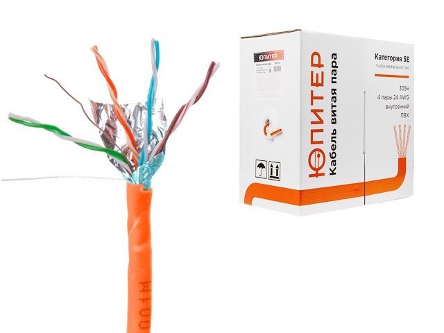 кабель витая пара f/utp cat5e 4х2х24awg (0.51мм) 305м, cca, внутр. (пвх) юпитер (юпитер) jp3012 от BTSprom.by