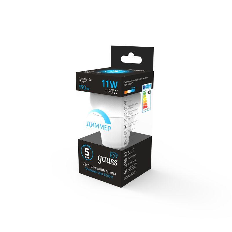 Лампа светодиодная Black 11Вт A60 грушевидная 6500К холод. бел. E27 990лм диммир. GAUSS 102502311-D фото в каталоге от BTSprom.by